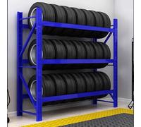 GLETSF Tire Display Stand,Wheel Rim Tire Storage Rack, Heavy Duty Tire Rack, Metal Car Tire Rack Racks Warehouse Storage, Trucks Tire Stand Large Loading Capacity Tyre Rack, Sui-Blue-150x50x200cm