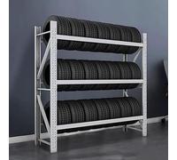 GLETSF Tire Display Stand,Wheel Rim Tire Storage Rack, Heavy Duty Tire Rack, Metal Car Tire Rack Racks Warehouse Storage, Trucks Tire Stand Large Loading Capacity Tyre Rack, Sui-White-150x40x200cm