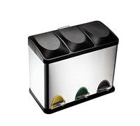 GLETSF Trash Can 3-Compartment Stainless Steel Garbage Can Classified Recycle Garbage Bin Soft Close Lid 24L/6.3 Gallons