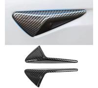 Gleway Side Camera Decoration Cover HW 2.0 3.0 for Tesla Model 3/Y 2020-2023, Turn Signal Side Camera Cover Wrap - Glossy Carbon Fiber