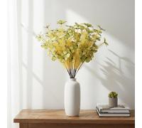 Glewi 10 Pack Realistic Silk Butterfly Orchid Stems, 25.6in Artificial Flowers for Home Wedding Party Decor, Cyan(04)