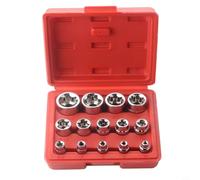 Glewi 14 Piece E-Torx Socket Set with 1/4 3/8 and 1/2 Inch Drive for Star Female Fasteners E4 to E24 in Storage Case