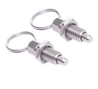 Glewi 2pcs Stainless Steel Spring Plungers with Pull Ring, M6/M8/M10 Manual Retractable Indexing Pins for Machinery Molds Cabinets Industrial Equipment(M10)