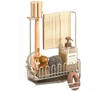 Glewi 304 Stainless Steel Dish Drainer Rack Narrow Sponge Holder for Kitchen Sink - Rustproof Compact Drying Rack with Sloped Tray 21.5x9cm(C)