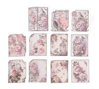 Glewi 30pcs Vintage Scrapbooking Stickers,Lost Garden Series Paper 14x11cm DIY Craft Materials for Junk Journal Planner and Photo Album(6 Pink Rose)