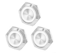 Glewi 3pcs 19mm Metal Push Button Switch with LED Indicator, Momentary Self Reset, Pre-Wired for Installation, Compatible with 12V and 24V(White)