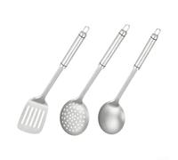 Glewi 3pcs Titanium Kitchen Set Ladle Spoon Spatula | Safe for non- pans, scratch-free cooking, for durable metal construction, 3-piece essential set, easy maintenance