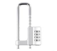 Glewi 4 Digit Combination Padlock Adjustable U Shaped Lock for File Cabinet Wardrobe Door Alloy Steel Security 117mm Silver(Silver)