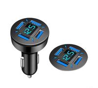 Glewi 4USB Port Car Charger 15.5W Voltage Display Intelligent Protection Compact Design 12V/24V Vehicles Tablet Charging