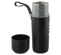 Glewi 500Ml Portable Electric Car Kettle With LCD Temperature Display, 5V/12V/24V USB & Vehicle Compatible, Heated Car Kettle For Travel, Camping, Road Trips(Black)