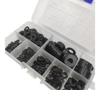 Glewi 500pcs Black Nylon Flat Washers Gasket Set M2 for M3 M5 M6 M8 M10 Assorted Kit for Insulation Wear Resistance in Industrial Repair