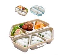 Glewi 6-in-1 Non-Stick Onigiri for Mold Set for Triangle Rice Balls, Foldable Sushi Maker Press with Lid(Yellow1)