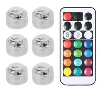 Glewi 6 Pack RGB LED Night Lights,Models, IP68 Waterproof Submersible Lamp,Remote Control, 13Colors 4Brightness Levels, Battery Operated Decorative Lighting