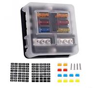 Glewi 6-Way Blade Fuse Box With LED Indicator, 12V-32V Automotive Fuse Holder For Car RV Boat Bus, Positive & Negative Terminal Block