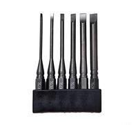 Glewi 6pcs Flathead Screwdriver Bit Set SL2 to SL6 for Impact Driver, Metal Bits in 50mm to 150mm Lengths, Black Finish(75mm)