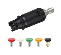 Glewi Adjustable Pressure Washer Nozzle Head With 1/4 Inch Quick Connect,3000 PSI Turbo Rotating Spray Tip Set ，6 Pieces