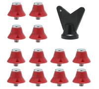 Glewi Aluminium Alloy Football Boot Studs 5mm Thread Non-Slip Spikes with Wrench for Rugby Hiking Shoes Stable Grip Red Grey Black 12pcs(13MM Red)
