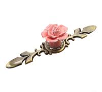 Glewi Antique Copper Rose Ceramic Cabinet Handle,Vintage Pottery Porcelain Single (B)