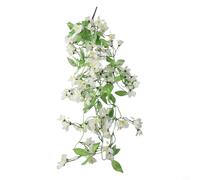 Glewi Artificial Hanging Silk Flowers Vine 100cm,Realistic Fake Jasm1ine Morning Glory Garland for Wedding Party Home Garden Decor(winter jasmine White)
