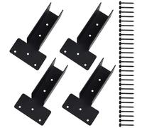 Glewi Black 2x4 Timber Beam Brackets For Gazebo Patio Shed, 4pcs Carbon Steel Upper Support Joint, Sturdy Pergola Side Top Mount Hardware
