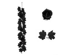 Glewi Black Artificial Maple Leaf Vine 2m, Realistic Silk Faux Leaves for Halloween Thanksgiving Home Wall Hanging Decor(H211-4)