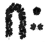 Glewi Black Artificial Maple Leaf Vine 2m, Realistic Silk Faux Leaves for Halloween Thanksgiving Home Wall Hanging Decor(H211-1)