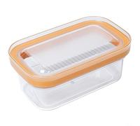 Glewi Bututter Slicer Cutter With Airtight Lid, 280g Butter Dish Storage Box, PP Kitchen Tool For Fresh Keeping, Yellow(Orange)