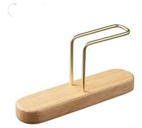 Glewi Coffee Filter Holder Stand V-Shape Walnut Wood Stainless Steel for Pour Over Brewing Kitchen Storage Gold 14x3.5x7.5cm(Oak Style)