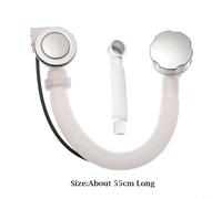 Glewi Concealed Bath Overflow Waste Kit,With Pop-Up And Chrome Handle, 55Cm Plastic Pipe For Bathtubs,Bath Waste With Overflow