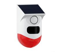 Glewi CT80D Solar PIR Infrared Alarm Sensor, 12m Detection Strobe Siren, USB Rechargeable Wireless Motion Detector for Outdoor Security