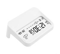 Glewi Digital Alarm Clock with Large LCD, Visual 60-Minute Timer, Temperature and Humidity Monitor, Date Display, Silent Operation,(White)