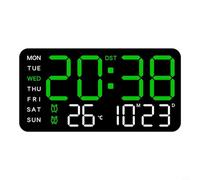 Glewi Digital Wall Clock with Temperature Date W isplay, 5-Level Brightness & Voice Control Alarm Clocks for Bedroom Office, USB or Battery Powered(E)