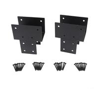 Glewi Duty Gazebo Beam Column Connector for 3.5x3.5 Inch Posts, Black Iron Bracket for Outdoor Garden Structures(2pcs)