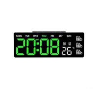 Glewi for Digital Wall Clock with Large LED Display, Auto Dimming, Week, Temp, 12/24H, Medicine Alarm, Remote Control for Home Office(B)