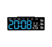 Glewi for Digital Wall Clock with Large LED Display, Auto Dimming, Week, Temp, 12/24H, Medicine Alarm, Remote Control for Home Office(A)
