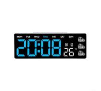 Glewi for Digital Wall Clock with Large LED Display, Auto Dimming, Week, Temp, 12/24H, Medicine Alarm, Remote Control for Home Office(I)