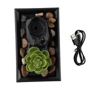 Glewi Indoor Tabletop Fountain Creative Waterfall Ornaments ABS Material Desktop Decor for Living Room Office Space Black USB or Battery(C)