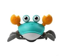 Glewi Interactive Dancing Crab Toy, Rechargeable Crawling Robot, Obstacle Avoidance ABS Educational(Blue)