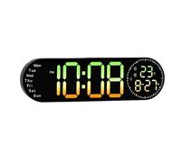 Glewi Large Wall Clock 16.92 Inch RGB Color Changing Display with Remote Timer Countdown Temp Readings for Living Room