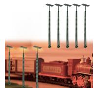 Glewi Mast Light 5Pcs HO Scale 13.5cm Model Railway Lamps LED Metal Layout Parts with Resistors for 3V or 12-16V Train Building Decor