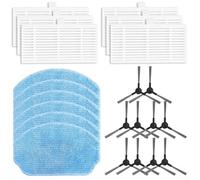 Glewi Mop Cloths + Side Brushes Accessory Kit For Nedis WIFIVCB01 And For WIFIVCR001CBK Vacuum Cleaner,Filter Paper for Vacuum(B)