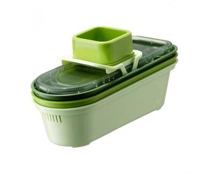 Glewi Multifunctional Vegetable Slicer with 3 Baskets for Efficient Cutting Washing and Draining of Fruit Potato Onion Green