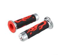 Glewi Red Flame Skull Motorcycle Grips 7/8 Inch 22mm Rubber Handle Bar Covers Anti-Slip Throttle Sleeves for Most Bikes ATVs UTVs(Red)