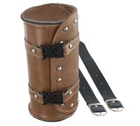 Glewi Retro Motorcycle Handlebar Saddlebag PU Leather Tool Bag with Quick-Release Buckle Front Rear Storage for Honda for SUZUKI 21x10.3cm