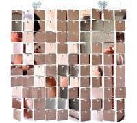 Glewi Silver Sequin Wall Panel, 30x30cm Glitter Backdrop for Wedding Party Decor(Light gold)