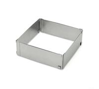 Glewi Square Adjustable Cake Ring Stainless Steel Baking Tin 4-11 Inch Flexible Frame for Sponges Cheesecake Desserts Home Baker Essential Silver 5cm High(6-11in)