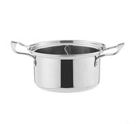 Glewi Stainless Steel Double Flavor Hot Pot for Shabu Shabu, Thickened Right Angle for Mini Soup Pot with Dual Compartments for Individual(3 Steel ear pot)