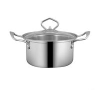 Glewi Stainless Steel Double Flavor Hot Pot for Shabu Shabu, Thickened Right Angle for Mini Soup Pot with Dual Compartments for Individual(2 Steel ear pot)