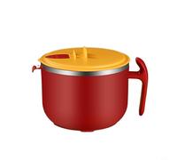 Glewi Stainless Steel Ramen Bowl 1200ml with Lid and Handle, Microwave Safe Noodle Soup Bowl for Instant Cooking Storage at Home, Green(Red)