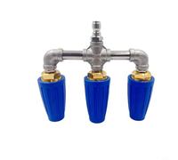 Glewi Stainless Steel Triple Turbo Nozzle 1/4 Inch Quick Connect,360° Rotating Dual Spray Tip For Pressure Washer Cleaning Cars Decks(blue)